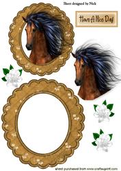 Beautiful Horse with White Roses Wobble/rocker Card