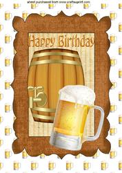 Beer Barrel and Pint of Beer for Birthday A4
