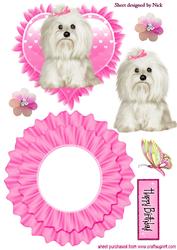 Cute Little Westie on Heart Frilly Rocker Card