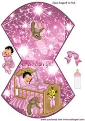 Sleeping Baby Girl in Crib Rocker Card