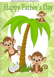 Cute Little Monkeys in the Jungle Fathers Day A4