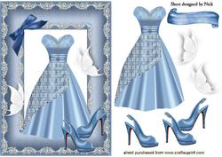 Blue Party Dress with Shoes in Blue Lace Frame