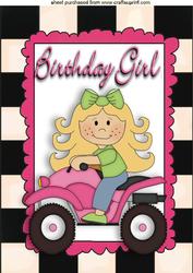 Birthday Girl on Pink Quad Bike A4