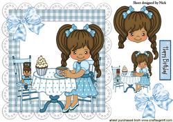 Little Girls Birthday Party in Blue 8x8