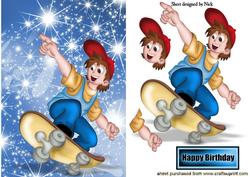 Skateboard Boy with Stars!