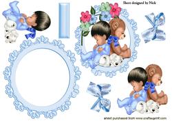 Baby Boy with Teddy & Puppy Rocker Card