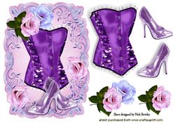 Pink/lilac Roses with Pretty Basque and Shoes