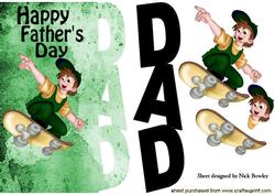Skate Boarder for Dad (word Card for Fathers Day