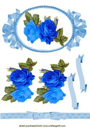 Beautiful Blue Roses in Pretty Frame