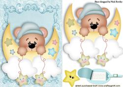 Sweet Dreams Little Teddy in Blue with Moon & Stars