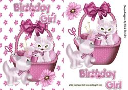 Birthday Kitties in Sewing Basket