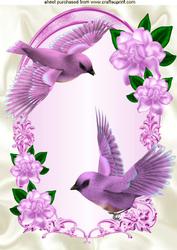 Pretty Pink Birds with Pink Flowers A4