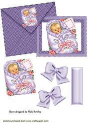 Vintage Baby Girl on a Card with Envelope