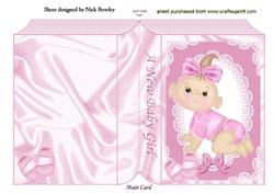 New Baby Girl in Lace Frame, Folded Book