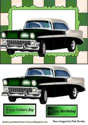 Vintage Car in Green Frame