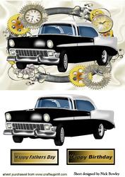 Black/white Vintage Car in Steampunk Frame