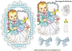 Vintage Baby Girl, in Gingham Frame with Bows