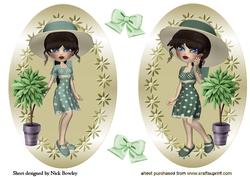 Pretty Lady Toppers in Hats with Plant