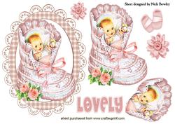 Vintage Baby Girl in Bootie with Roses