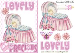 Vintage Sleepy Baby in a Crib with Her Bottle