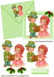 Christmas Carol Singers on Card and Envelope