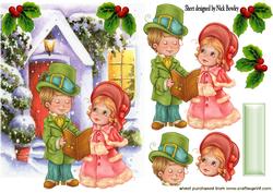 Pretty Cottage with Carol Singers and Holly