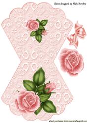 Peach Pink Roses on Lace with Bow Rocker Card