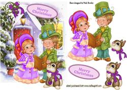 Carol Singers with Little Rabbit and Cottage