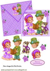 Carol Singers and Bunny on a Card with Envelope