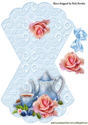 Teatime with Roses on Blue Lace Rocker Card
