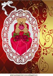 Lovely Little Teddy on Lace A4 Topper
