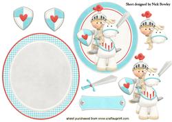 Knight on a Horse with Shields Rocker Card