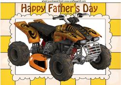 Muddy Quad Bike with Helmet Fathers Day A4