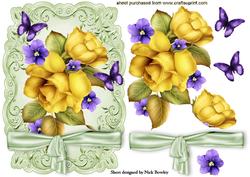 Pretty Yellow Roses and Purple Flowers