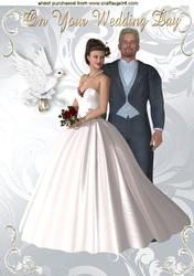 Bride and Groom with Dove Holding Rings A4
