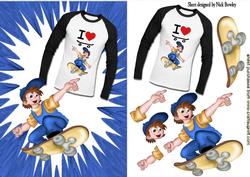 Cool Dude with T Shirt & Skateboarding