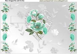 Pretty Turq Flowers with Butterflies Pop Up