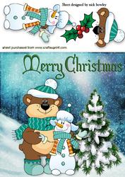Snow Friends with Christmas Tree 8x8