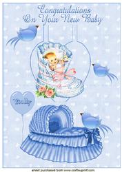Vintage Baby Boy on a Heart with Blue Birds Pop Up