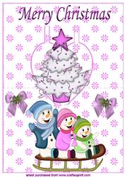 Cute Little Snowmen on a Sledge with Tree Pop Ups