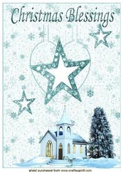 Church in Snow with Star on Heart Pop Out