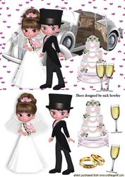 Wedding Couple with Car and Champagne