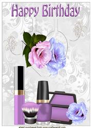 Purple Makeup with Flowers on Pop Up Heart