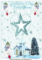 Lovely Snowman with Church Pop Up Card