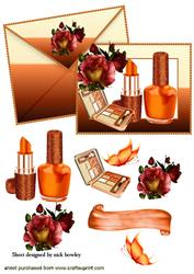 Pretty Orange Varnish and Makeup on Card and Envelope