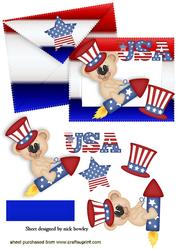 4th July Independance Day on Card and Envelope