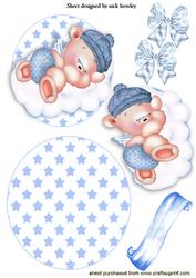 Cute Little Angel Bear on a Cloud Rocker Card