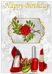 Red Shoes with Red Roses and Lippy Pop Up