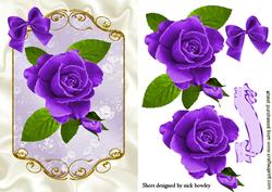 Pretty Painted Purple Roses with Bow