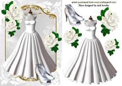 Pretty White Ballgown with Shoes & White Roses